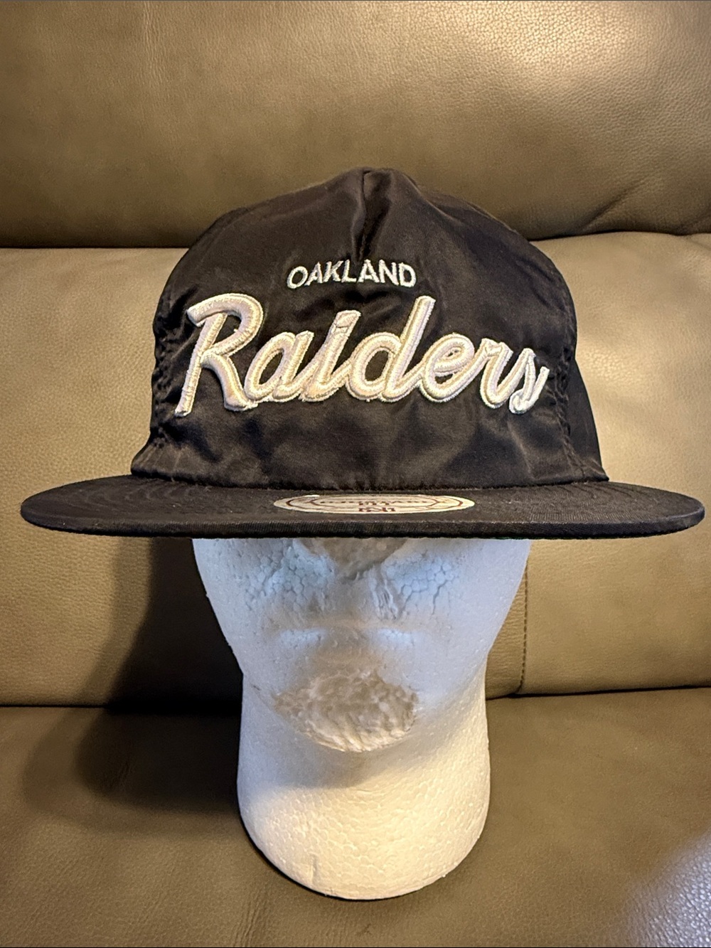 Oakland Raiders Black Script Snapback Hat